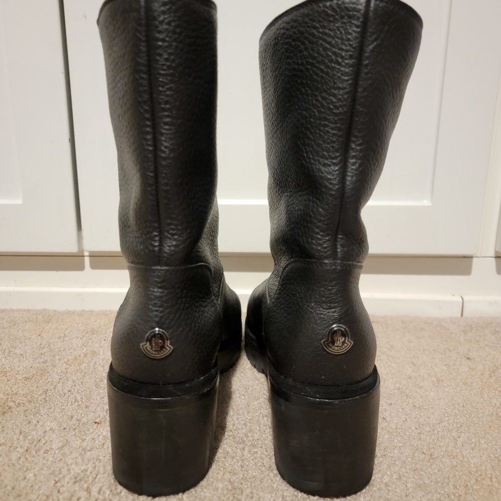 Moncler Cassandre Fleece Lined Heeled Lug Sole Winter Boots Size 39 9 US - Picture 5 of 10